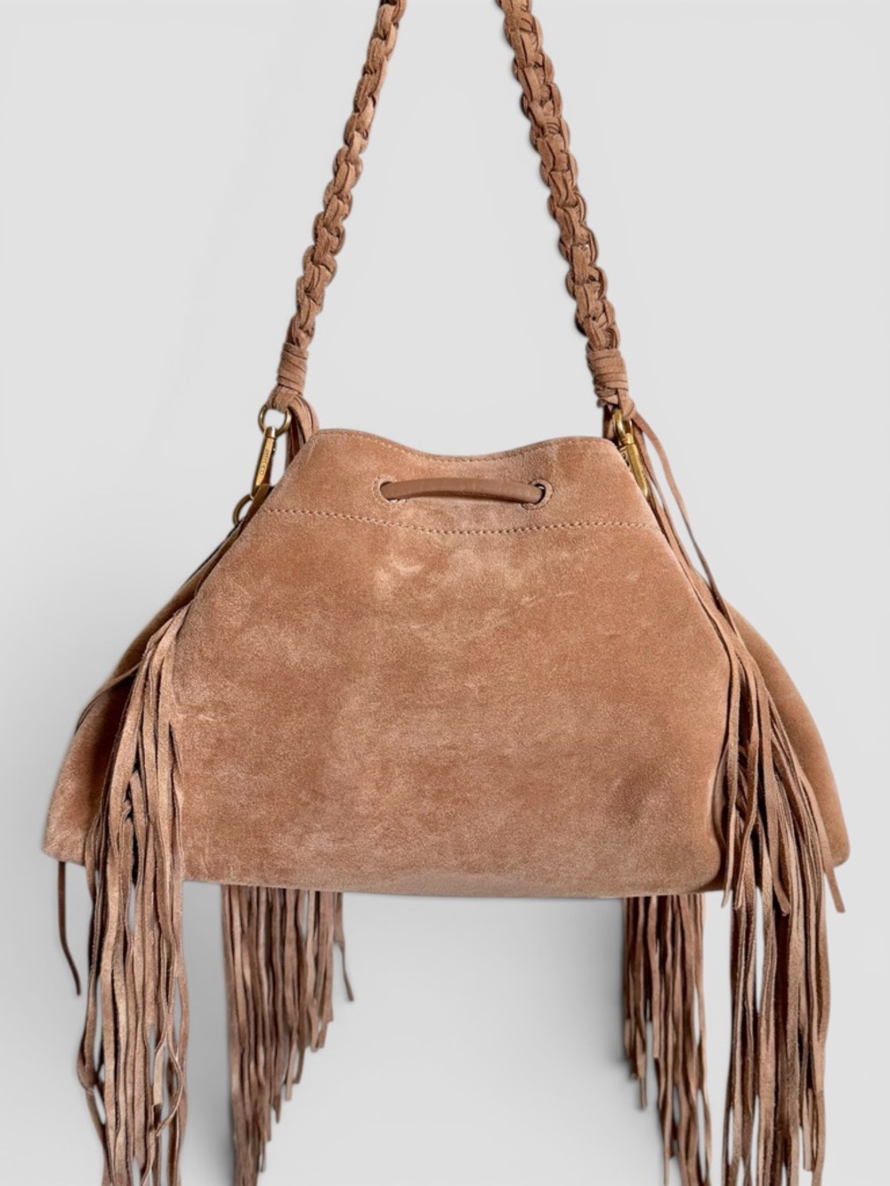 Jimmy Choo Cinch Medium Suede Shoulder Bag With Fringes - Picture 3 of 14
